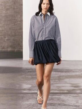 Zara Navy Bubble Mini Skirt